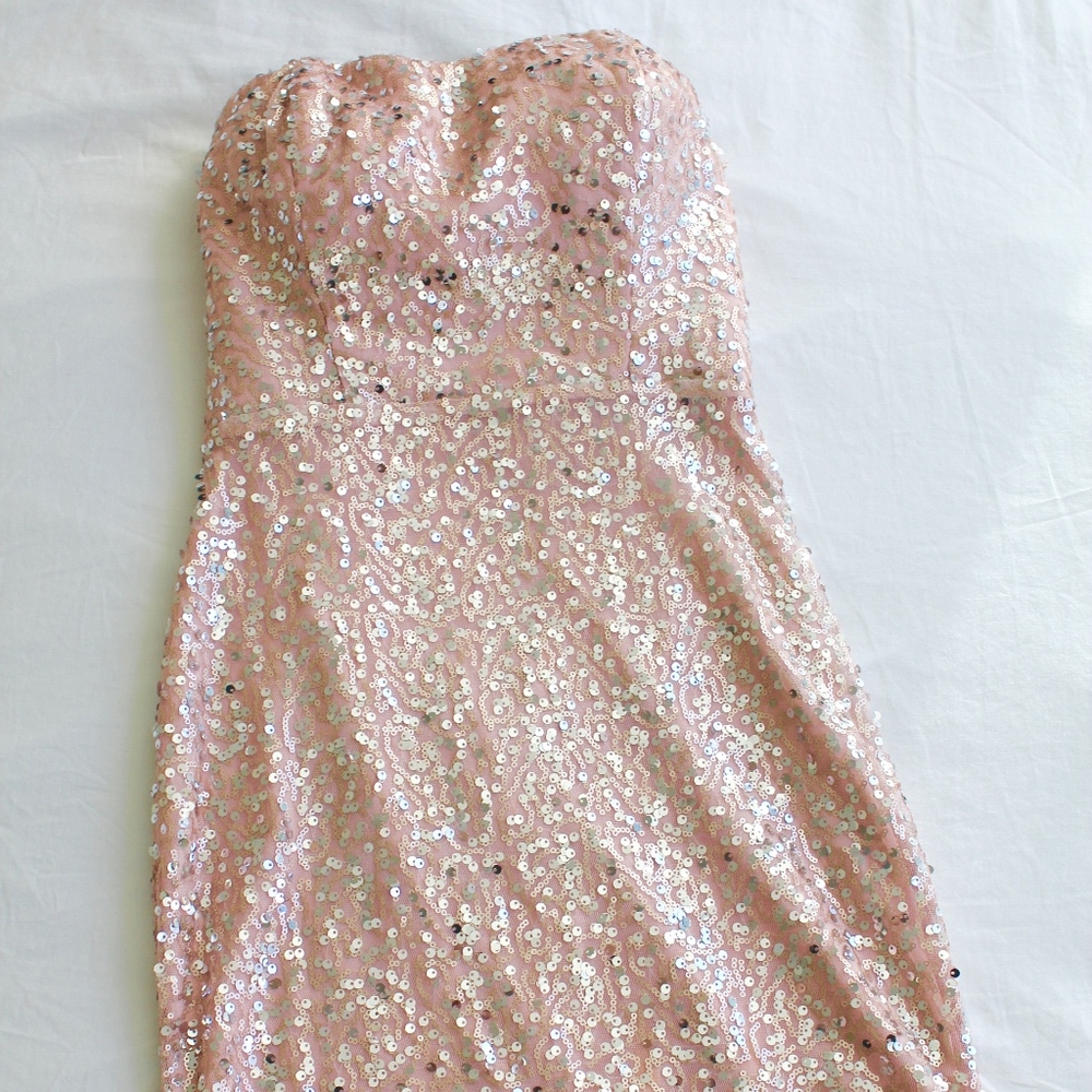Pink Sequin Strapless Dress Size M